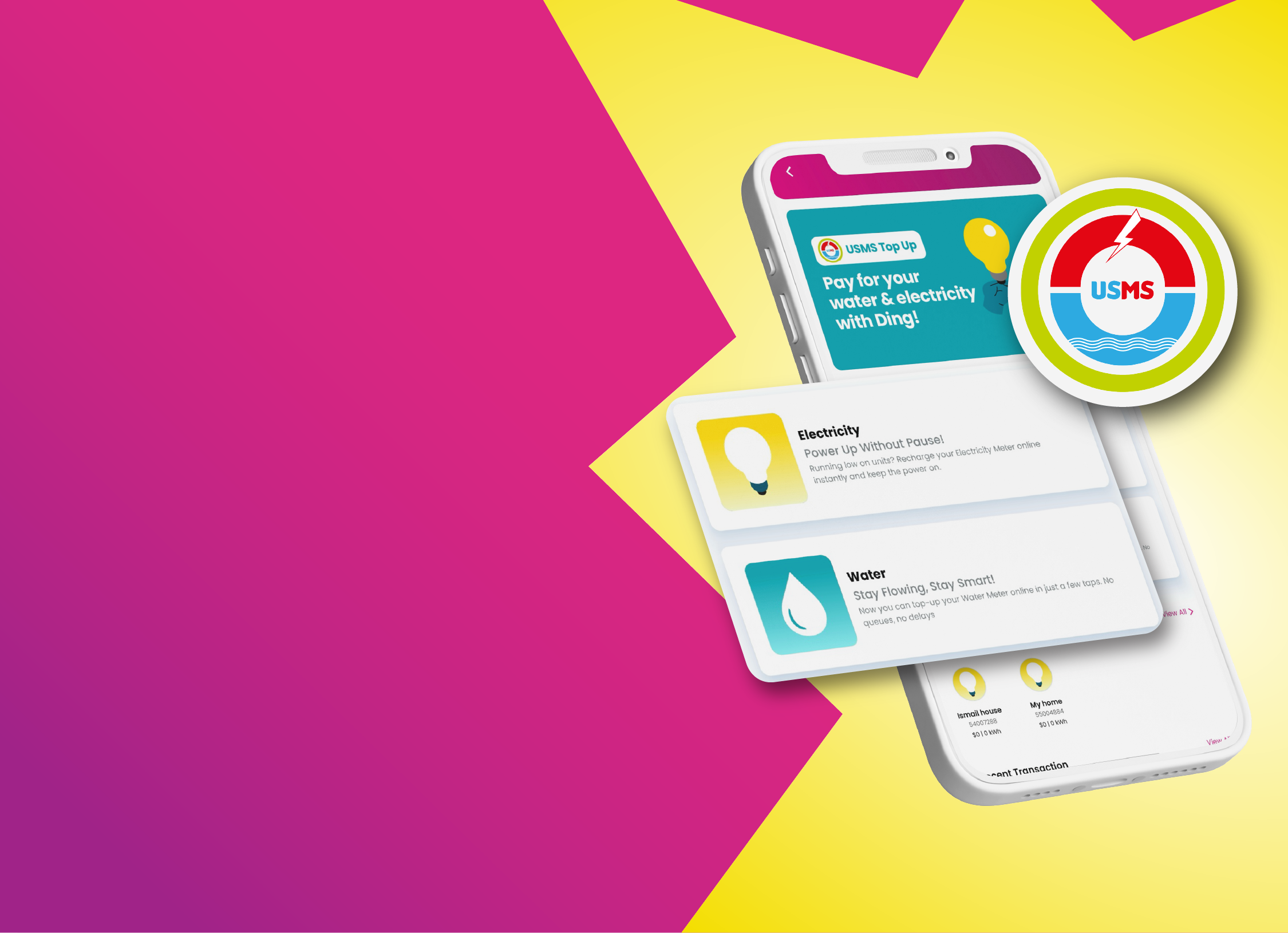 Top up</br>your electricity and</br>water meter<br/>on Ding!