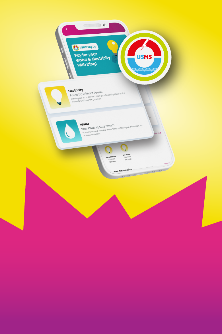 Top up your electricity and water meter on Ding!